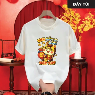 Áo thun TẾT 2.026 cổ tròn unisex đầy túi, co giãn tốt, in sắc nét, trẻ trung - 129k 7