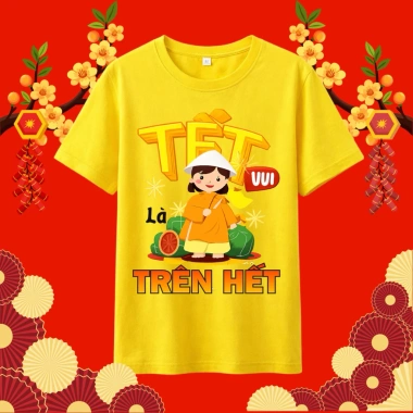 Áo Thun Tết 2.026 Form Basic Gia Đình Nhóm Công Ty Hoạ Tiết Tết Vui Trên Hết Viễn Phát Uniform Giá 72.750 VND