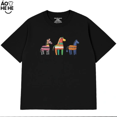 Áo Thun Tết 2.026 Form Rộng Cotton 230gsm In 3 Con Ngựa Giả Thêu Đặt Theo Yêu Cầu