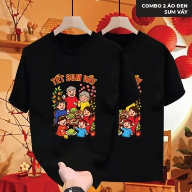 Áo Thun Tết 2.026 SUM VẦY Unisex Hạnh Phúc Cổ Tròn Vải CVC Cá Sấu Không Xù In Sắc Nét