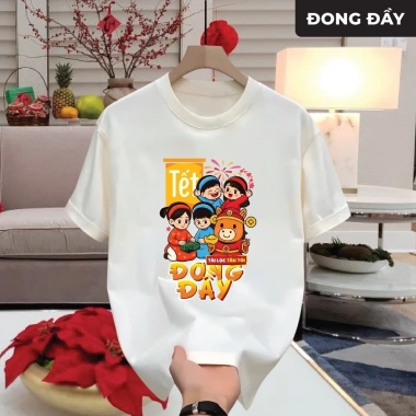 Áo Thun Tết 2.026 Unisex Nam Nữ Cổ Tròn Vải CVC Cá Sấu Mềm Mại Co Giãn In Đẹp Du Xuân