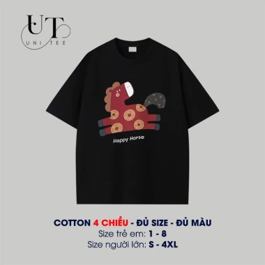 Áo thun Tết 2.026 Unitee I U104 cho cả gia đình, họa tiết con ngựa đồng xu, cotton 4 chiều mềm mịn, size 9-92kg, giảm giá