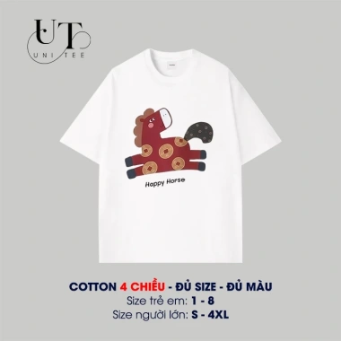 Áo thun Tết 2.026 Unitee I U104 cho cả gia đình, họa tiết con ngựa đồng xu, cotton 4 chiều mềm mịn, size 9-92kg, giảm giá 3 Áo thun Tết 2.026 Unitee I U104 cho cả gia đình, họa tiết con ngựa đồng xu, cotton 4 chiều mềm mịn, size 9-92kg, giảm giá 3