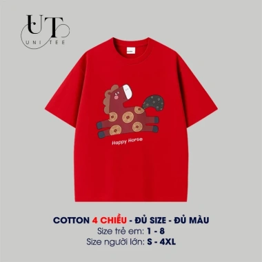 Áo thun Tết 2.026 Unitee I U104 cho cả gia đình, họa tiết con ngựa đồng xu, cotton 4 chiều mềm mịn, size 9-92kg, giảm giá 4 Áo thun Tết 2.026 Unitee I U104 cho cả gia đình, họa tiết con ngựa đồng xu, cotton 4 chiều mềm mịn, size 9-92kg, giảm giá 4