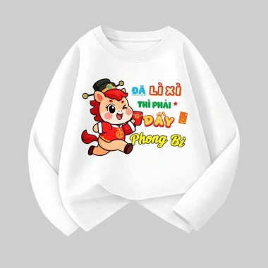 Áo thun Tết dài tay unisex cotton mềm mát size 8-97kg - Phong cách trẻ trung