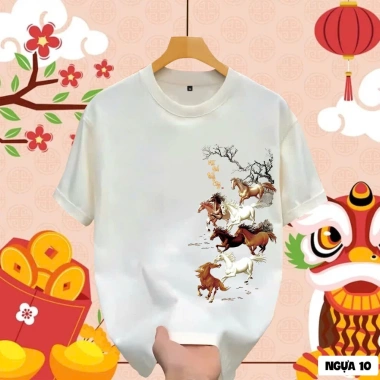Áo thun Tết Xuân Bính Ngọ 2.026 mẫu NGUA 10 đa màu, đủ size cho cả gia đình - Giá chỉ 59.000đ