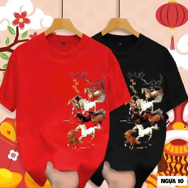 Áo thun Tết Xuân Bính Ngọ 2.026 mẫu NGUA 10 đa màu, đủ size cho cả gia đình - Giá chỉ 59.000đ