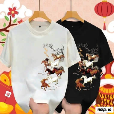 Áo thun Tết Xuân Bính Ngọ 2.026 mẫu NGUA 10 đa màu, đủ size cho cả gia đình - Giá chỉ 59.000đ