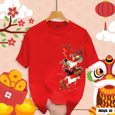 Áo thun Tết Xuân Bính Ngọ 2.026 mẫu NGUA 10 đa màu, đủ size cho cả gia đình - Giá chỉ 59.000đ