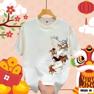 Áo thun Tết Xuân Bính Ngọ 2.026 mẫu NGUA 10 đa màu, đủ size cho cả gia đình - Giá chỉ 59.000đ