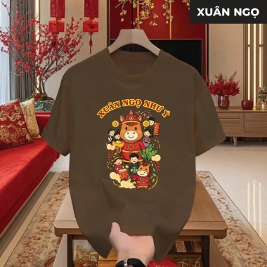 Áo Thun Unisex Tết 2.026 Xuân Ngọ Cổ Tròn Vải Mềm Mịn In Sắc Nét Mặc Đẹp Đi Chơi 109k