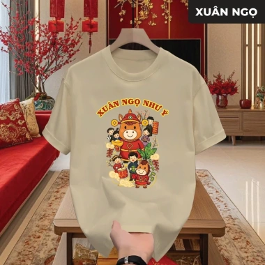 Áo Thun Unisex Tết 2.026 Xuân Ngọ Cổ Tròn Vải Mềm Mịn In Sắc Nét Mặc Đẹp Đi Chơi 109k