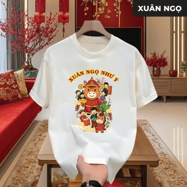 Áo Thun Unisex Tết 2.026 Xuân Ngọ Cổ Tròn Vải Mềm Mịn In Sắc Nét Mặc Đẹp Đi Chơi 109k