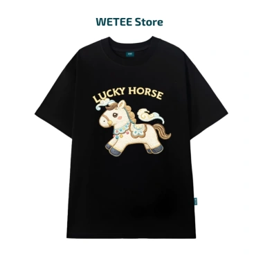 Áo thun unisex UX30-1.123 Tết 2.026 hình ngựa trắng Lucky Horse dáng oversized WETEE giá 205.000₫