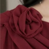 Áo voan tơ Đỏ đô nữ sang trọng, áo sơ mi hoa vai quyến rũ tiệc Tết - giảm còn 249k 2