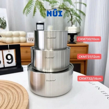 Âu inox Chockmen nắp đậy 10-12-14cm - Đựng nước sốt, nước chấm, bảo quản tủ lạnh, chỉ 259.000