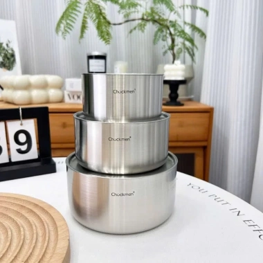 Âu inox Chockmen nắp đậy 10-12-14cm - Đựng nước sốt, nước chấm, bảo quản tủ lạnh, chỉ 259.000