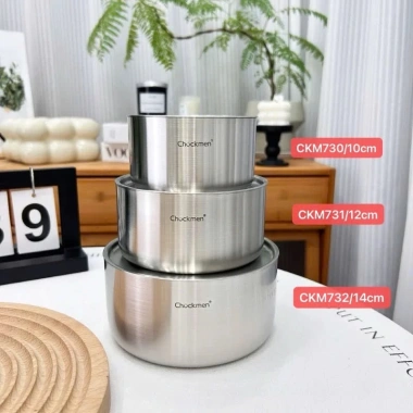 Âu inox Chockmen nắp đậy 10-12-14cm - Đựng nước sốt, nước chấm, bảo quản tủ lạnh, chỉ 259.000