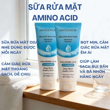AWSOOYOR Sữa rửa mặt Amino Acid 60g - làm sạch, mềm mại, không khô rát, kiểm soát dầu, đa dạng da