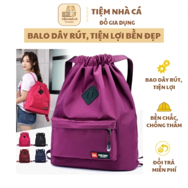 Ba Lô Dây Rút Gấp Gọn Chống Thấm Đa Năng - Dã Ngoại, Túi Chống Trộm 160k