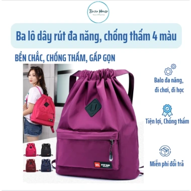 Ba Lô Dây Rút Gấp Gọn Chống Thấm Dã Ngoại Thể Thao, Túi Chống Trộm, Giá 170k