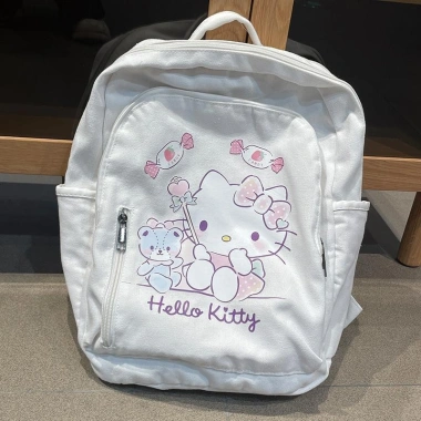 Ba lô đi học canvas Hellokitty dễ thương, sức chứa lớn, du lịch - 140.450