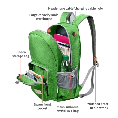 Ba Lô Du Lịch Siêu Nhẹ Chống Thấm Nước, Gấp Đa Năng, Dung Tích Lớn, Thích Hợp Đi Bộ Đường Dài và Thể Thao 4