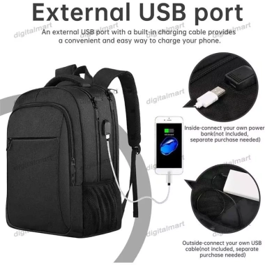 Ba lô laptop du lịch chống nước 18 inch Slim chống trộm, cổng sạc USB, chắc chắn cho doanh nhân - 605.880 VND