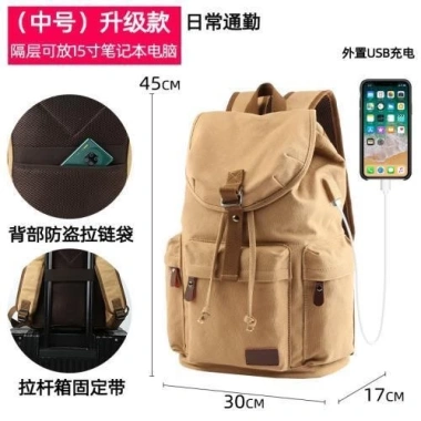 Ba Lô Nam Retro Canvas Thời Trang – Dung Lượng Lớn, Túi Máy Tính, Du Lịch – 358.560 VND 10
