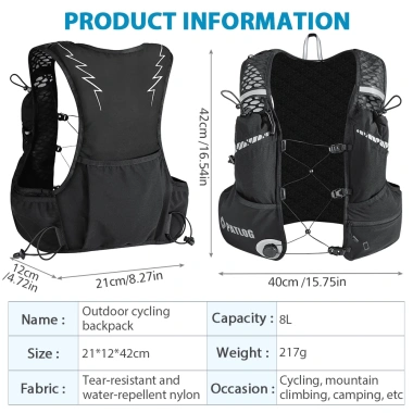 Ba lô Newboler nhẹ thoáng khí xe đạp – Dây điều chỉnh, túi chạy bộ, leo núi, 490.860₫