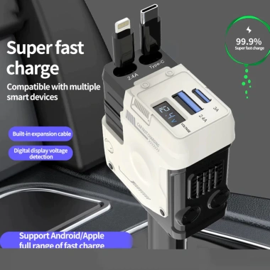 Ba phích cắm sạc nhanh USB cho ô tô cắm và rút một lần giá 152.000₫