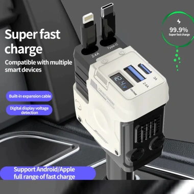 Ba phích cắm sạc nhanh USB cho ô tô cắm và rút một lần giá 152.000₫