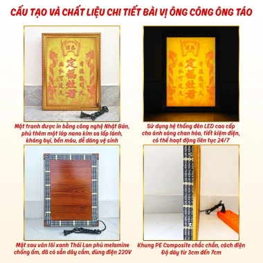 Bài Vị Ông Công Ông Táo Đèn In Tranh Trúc - Trang Trí Bàn Thờ CBVĐPTQ-02 Giá 200k