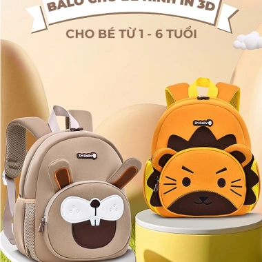 Balo 1.989KIDS cho bé 2-5 tuổi nhẹ, sức chứa lớn, hình 3D dễ thương, đi học mẫu giáo