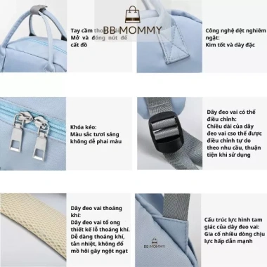 Balo BB Mommy Mẹ & Bé – Ngăn Giữ Nhiệt, Tấm Thay Tã Di Động, Mua 1 Được 2, 139k 6