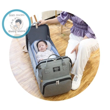 Balo Bỉm Sữa 2in1 3 Lớp Lót Cách Nhiệt Đựng Bình Sữa, Kéo Ra Cho Bé Ngủ Khi Du Lịch - 320k 4
