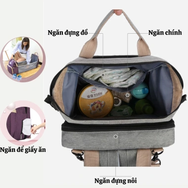 Balo bỉm sữa đa năng gấp gọn nhiều ngăn, tích hợp nôi, giữ nhiệt, vải chống thấm - Giá ưu đãi 299,000đ 2