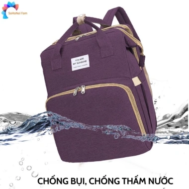 Balo Bỉm Sữa Đa Năng Sohanei Fam - Nôi Gấp Gọn, Nhiều Ngăn, Chống Bụi, Chống Thấm Nước, Mommy Bag