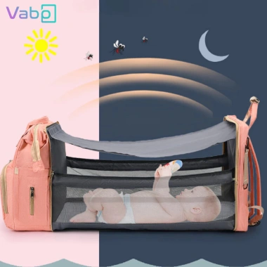 Balo bỉm sữa Sunshine đa năng kèm nôi gấp gọn giữ nhiệt, nhiều ngăn, chống nước VABA - 240k 3