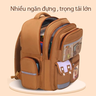 Balo BOODOO cho bé cặp sách Capybara cao cấp, tặng móc khóa và sticker, 289.000 VND