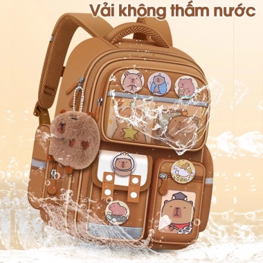 Balo BOODOO cho bé cặp sách Capybara cao cấp, tặng móc khóa và sticker, 289.000 VND