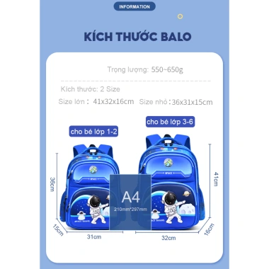 Balo chống gù cho bé tiểu học Form hộp đứng, vải oxford cao cấp, nhiều ngăn, giảm giá 345.000đ
