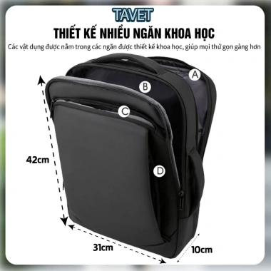 Balo Da Chống Nước, Chống Sốc 15.6 inch Đựng Laptop - Ngăn Du Lịch, Học Nam Nữ 2