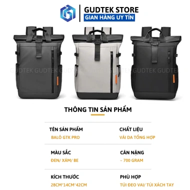 Balo Da Đựng Laptop Chống Sốc GTK Pro - Nhiều Ngăn, Thấm Nước, Du Lịch, Đi Học