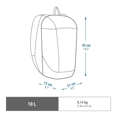 Balô dã ngoại Arpenaz NH100 10L đen DECATHLON Quechua mã 8.775.634, bền, giá 212.000₫