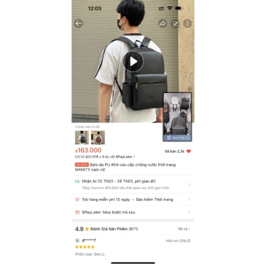 Balo da PU cao cấp MANITY chống nước thời trang nam nữ - Giá 155.000 VND