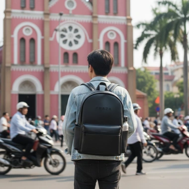 Balo Da PU Trượt Nước Thêu Logo Chỉ Nổi Cao Cấp PRAZA BL201 Giá chỉ 229.000₫ 9