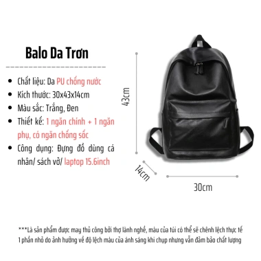 Balo Da PU Ulzzang Thời Trang Chống Nước Ngăn Sốc Đựng Laptop 15.6 inch Giá 159k 2