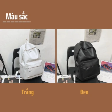 Balo Da PU Ulzzang Thời Trang Chống Nước Ngăn Sốc Đựng Laptop 15.6 inch Giá 159k 3