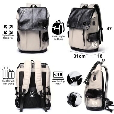 Balo da thời trang DETOLO cho nam nữ, chống nước, đựng laptop 15,6‑16in, ngăn iPad, ngăn quần áo, du lịch Giá 319.000₫ 5 Balo da thời trang DETOLO cho nam nữ, chống nước, đựng laptop 15,6‑16in, ngăn iPad, ngăn quần áo, du lịch Giá 319.000₫ 5